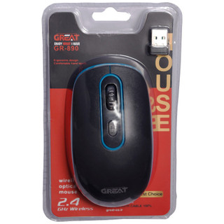 ماوس بی سیم GREAT مدل GR-890، اتصال 2.4 گیگاهرتز، دانگل USB نانو، ۳ کلید، طراحی ارگونومیک، مناسب ادارات و منزل