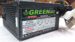 پاور گرین مدل GP535A، منبع تغذیه 535 وات گرین، پاور کامپیوتر Green 535W، فن 120 میلی متری